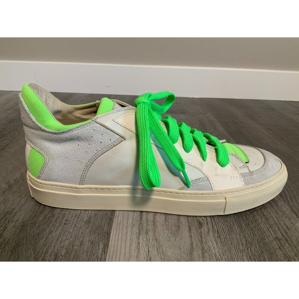 MM6 Maison Martin Margiela White Low Tops Sneakers W/ Green Trim & Laces Size 40